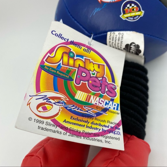NEW! VTG 1999 Slinky Pets NASCAR Mark Martin #6 Collectible Plush Toy W/Tag - Picture 4 of 5
